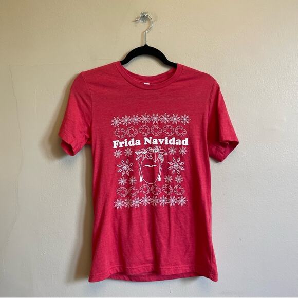 Bella-Canvas S red white Frida Navidad Surrealist Artist short sleeve t-shirt - Picture 1 of 7